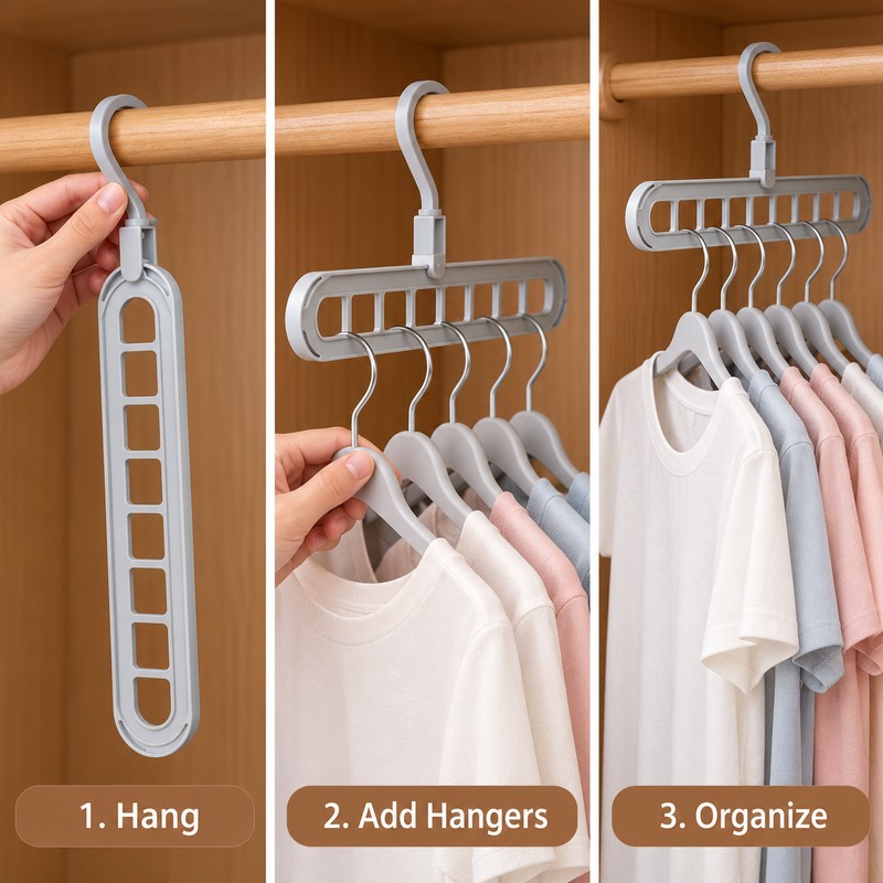 3-Pack 9-Hole Space Saving Clothes Hangers for Closet Organization –