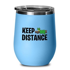 Luxe Gifting Snake Lovers Blue Edition Wine Tumbler 12oz - Keep Distance - Exotic Tropical Pet Reptiles Lizard Snake Turtle Geckos Tortoise Breeder Camouflage