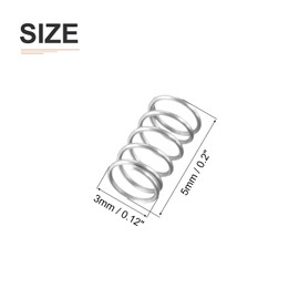 DTGN 0.3x3x5mm(DxODxL) Compression Spring - 50Pack - Good for Machinery - Spring Steel Extension Spring - Gray