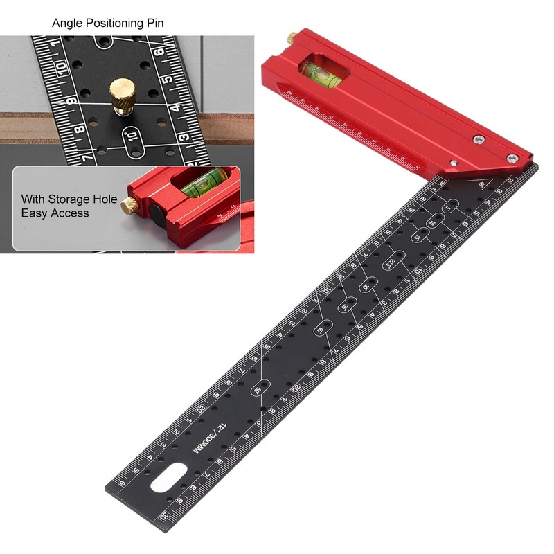 12 Inch Combination Framing Square Carpenter Square, 5°-90° Woodworking T