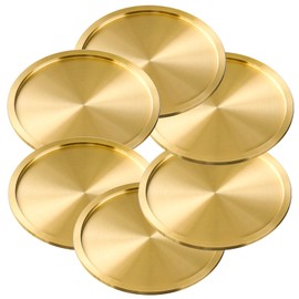 Enhance Your Table and Bar with Auckyeer Brass Coasters for Drinks - Set of 6 Bronze Gold Coasters - Classy MCM Style - Elegant Copper Cup Coasters - Gold Decor Accents