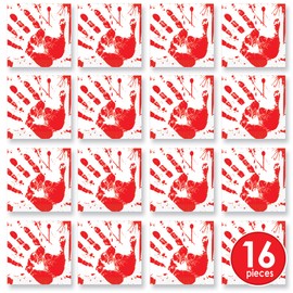 Beistle 8103 Bloody Handprints Luncheon Napkins, (16, Count), Red/White