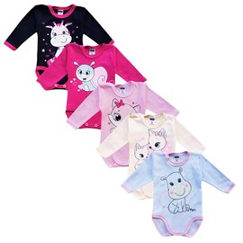 MEA BABY Unisex Baby Long-Sleeved Bodysuit in Pack of 5, Baby Long Sleeve Bodysuit with Print, Baby Long Sleeve Bodysuit for Girls, Baby Long Sleeve Bodysuit for Boys, Girls 3