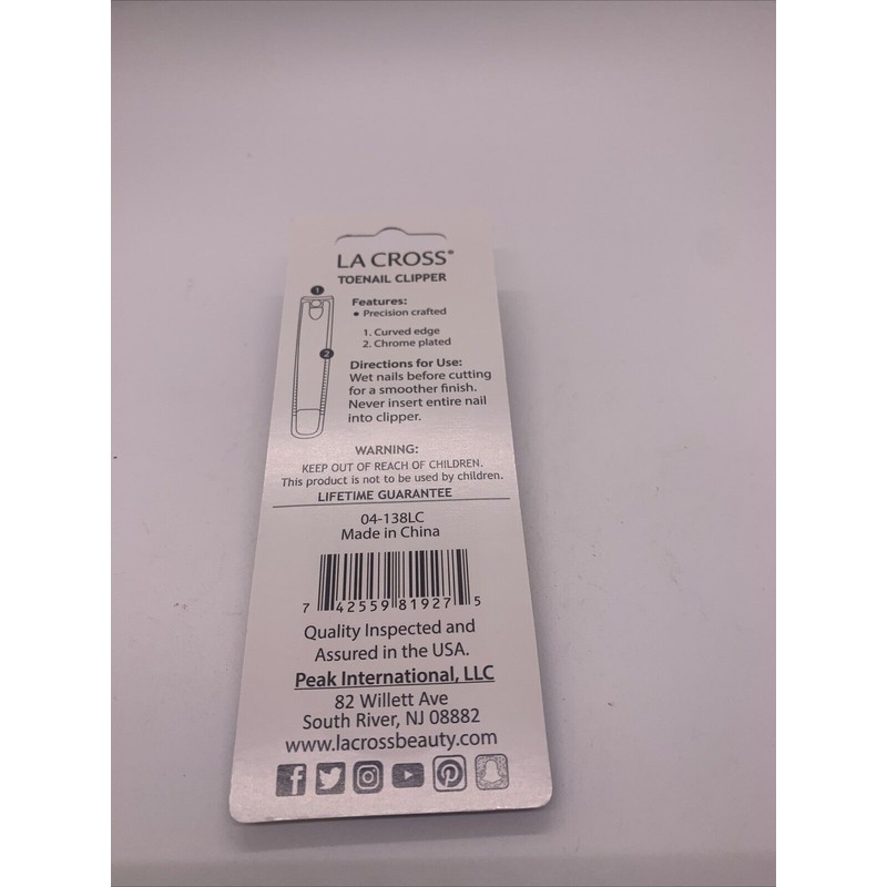 La Cross Toenail Clippers Curved Edge Chrome Plated