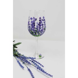 Hand Painted Wine Glasses - Purple Lavender (Set of 2)