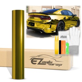 24"x60" (2FTx5FT) Gold Supercast Chrome Vinyl Wrap Sticker Car Auto Vehicle Motorcycle DIY Decal Sheet with Air Release Channel Bubble Free Self Adhesive Peel and Stick Free Tool Kit