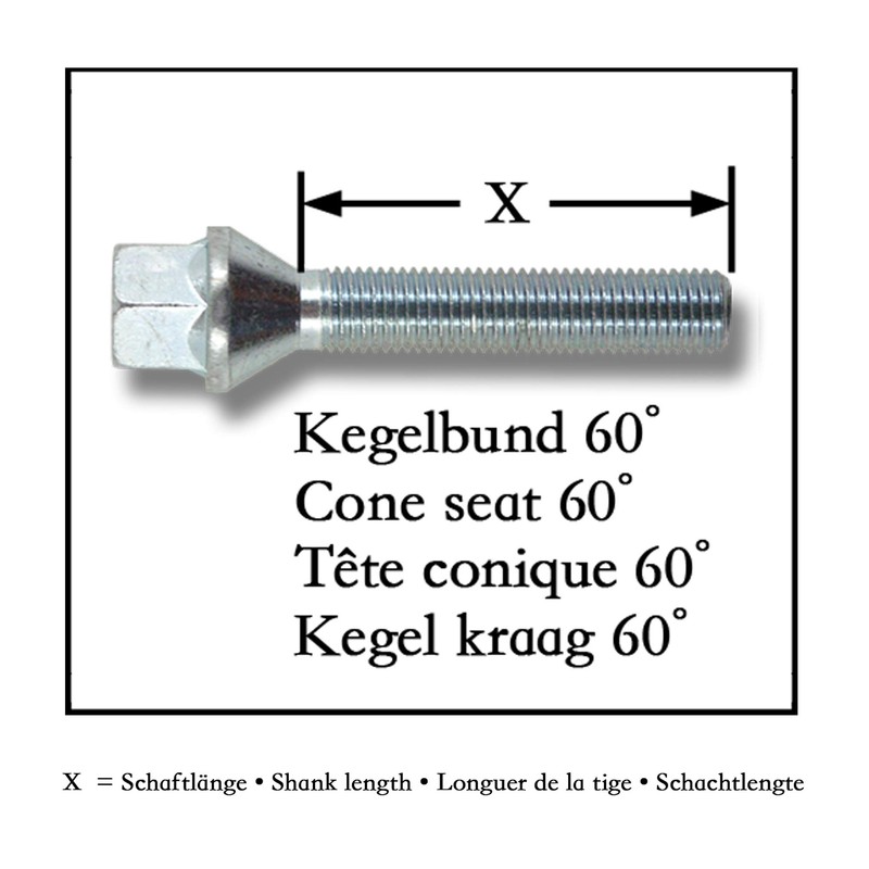 JOM 770000 Wheel bolts, cone seat, M12x1,5 30mm, (10 pieces)