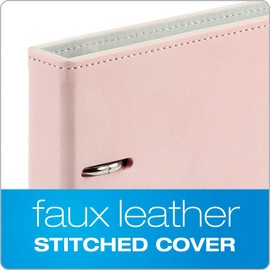 Oxford 6-Ring Professional Notebook, 7 x 9 Inch, Refillable Notebook, Writing Journal, Ivory Paper, 100 Sheets, Blush Pink Faux Leather Cover (90005)