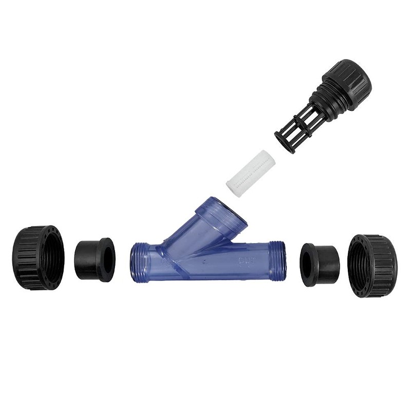 TOMEX 3/4'' Y-Strainer - Clear UPVC Sediment Y-Strainer, True Union,