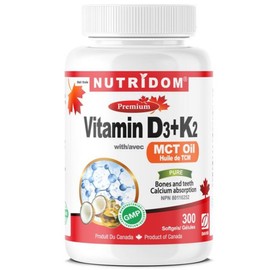 Nutridom Vitamin D3 Vitamin K2 D3K2 Coconut MCT Oil K2D3 300 Tablets / 뉴트리돔 비타민D3 비타민 K2 D3K2 코코넛 MCT 오일 K2D3 300정
