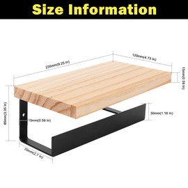 Winmien Hand Towel Holder/Towel Ring with Wooden Shelf, Premium Metal Hand Towel Rack, Hand Towel Hanger for Bathroom, Bathroom Accessories Wall Mounted (Matte Black, 9 Inch)