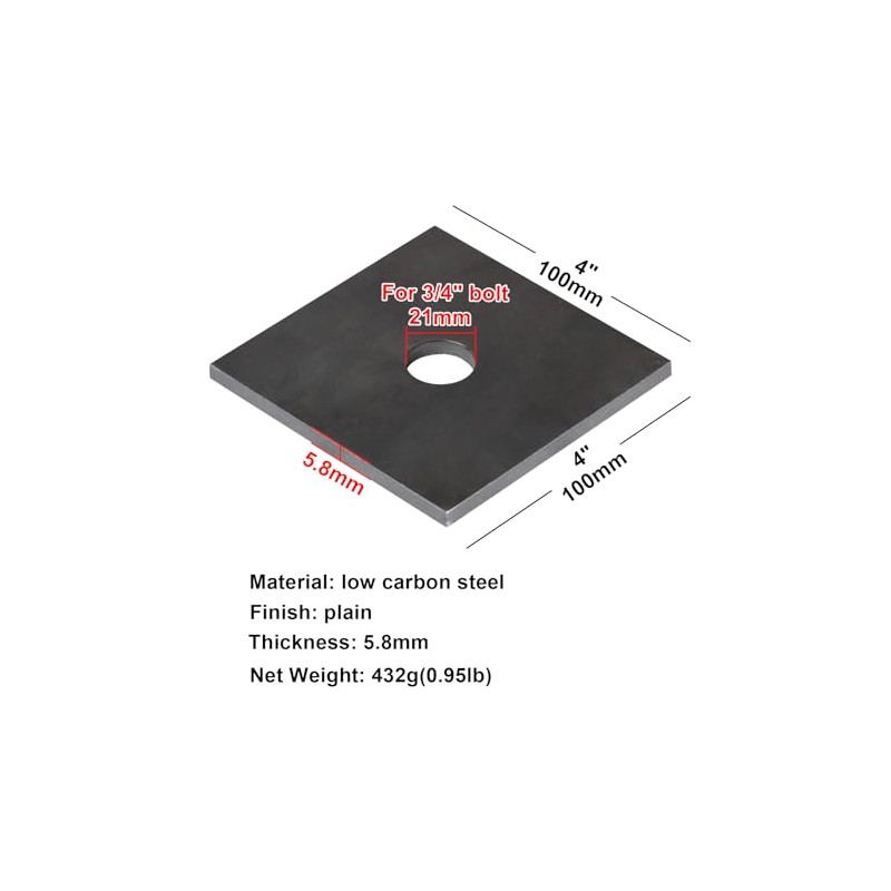Fanmao 6 Pack 4" x 4" Heavy Duty Weld-On Square
