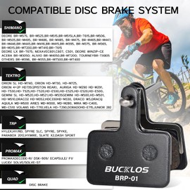 BUCKLOS Bike Disc Brake Pads for TRP Tektro Shimano MT200 Deore Br-M575 M525 M515 T615 T675 M505 M495 M486 M485 M475, Bicycle Disk Brakes Pads for Mountain Bike/Electric Bike/Road/Scooter/Ebike