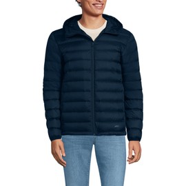 Lands' End Mens Hooded Wanderweight Down Jacket Radiant Navy Regular X-Large