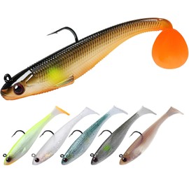 TRUSCEND Señuelos de Vinilo para Pesca Pre-Rigged Jig Head Swimbaits para la Pesca de la Lubina Camarón Suave cebos Cebos de Pesca de Primera Calidad para el Agua Dulce Salada