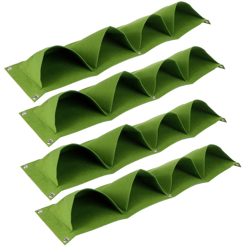 4Pcs 4 Pocket Plant Grow Bag Wall Mounted Reusable Degradable