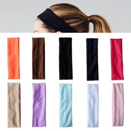 Pack of 10 headbands, sports headbands, sweatband headband for men and women, sweatband non-slip for jogging, running, hiking, cycling and motorcycling