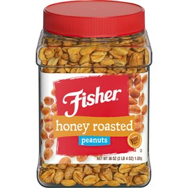 Fisher Snack Honey Roasted Peanuts, 36 Ounces (Pack of 6), Made with Real Honey