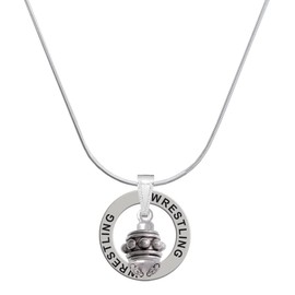 Delight Jewelry Silvertone Large Bullets Spacer Spinner - Wrestling Ring Charm Necklace, 18"