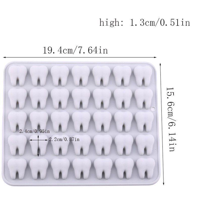 AIBOYA 35 Cavity Mini Tooth Silicone Candy Mold 3D Small