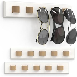 3 Pack Sunglass Organizer, Wall Mounted Sunglasses Organizer, Wooden Glasses Holder Sunglass Holder, Sunglasses Rack for Hanging Your Multiple Eyeglasses, for Wall, Home Decor(Cream) Hangable - Color: Cream, Item Package Quantit: 3