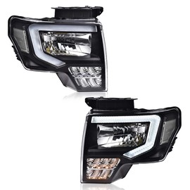 GRAND ORANGE LED DRL Headlight Assembly Compatible with Ford F150 2009-2014 Headlamps Driver & Passenger Side Clear lens White Reflector FO2503287 DL3Z13008EC