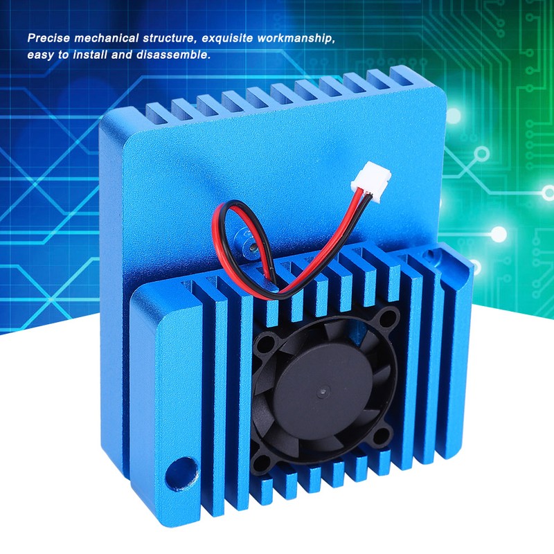 Blue Aluminum Alloy Mini Router Shell Case with Cooling Fan