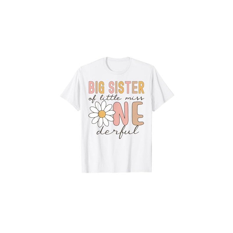 Big Sister of Little Miss Onederful First Birthday Daisy T-Shirt