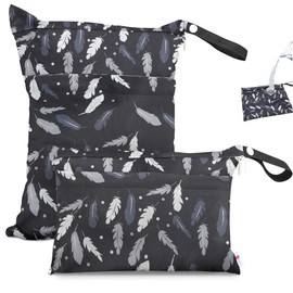 FLYSKY 2 Bolsas Impermeables para Ropa Mojada, M+S, Patrón de Plumas