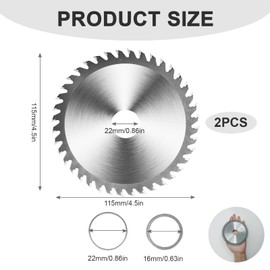 4.5" Circular Saw Blade 115mm 2 pcs 40 Teeth Wood cutting Mitre Saw Blade Plastic Alloy Carbide Angle Grinder Saw for Angle Grinder Cutting Disc Wood