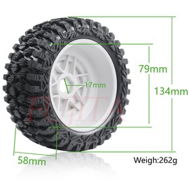fujita 1/7 1/8 RC Short Course Truck Desert Off-Road Truck Tire 135mm OD All-Terrain High Performance Tire for TRAXXAS UDR 85086-4 ARRMA Mojave EXB YK4072 YKDF7 YK4073 TB7 /17mm hex (White)