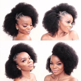 QVR Afro Kinkys Bulk Human Hair for Dreadlock Extensions Repair Locs 20 inches Natural Black Color, Twist Braiding Afro Kinky Human Hair for Locs 1 Pack 50 Gram