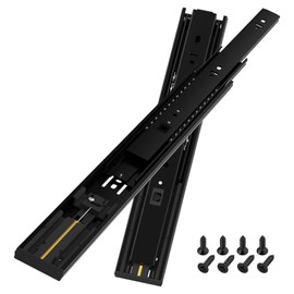 BAIDICE 1 Pair Soft Close Drawer Slides Rails 12 14 16 18 20 22 24 Inch 100 lb Load Capacity Side Mount Full Extension Cabinet Runner Self Slow Closing Ball Bearing Metal Dresser Glide Track Black