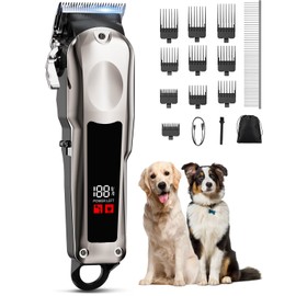 TURN RAISE Dog Clippers for Grooming Professional for Thick Heavy Coats/Low Noise Cordless Pet Shaver for Dog Grooming Kit, Razors Dog Hair Shears LED Display, Pet Hair Trimmer for Dogs Cats (MS063)