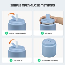 BOSEDSANG 26oz Soup Thermo for Hot Food Kids with Buckle Lid Insulated Vacuum Food Jar Wide Mouth Leakproof Stainless Steel Lunch Container (Blue)