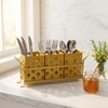 DRPORONYN Silverware Caddy with Bee Design, 3 Compartment Metal Utensil