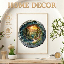 KAAYEE Wooden Puzzles for Adults, 3D Vision Effect Cave Forest Wooden Jigsaw Puzzle Unique Shape Wood Puzzle Adult, Fathers Mothers Gifts Birthday Family Games (M 11.4 * 11.3in 200pcs)