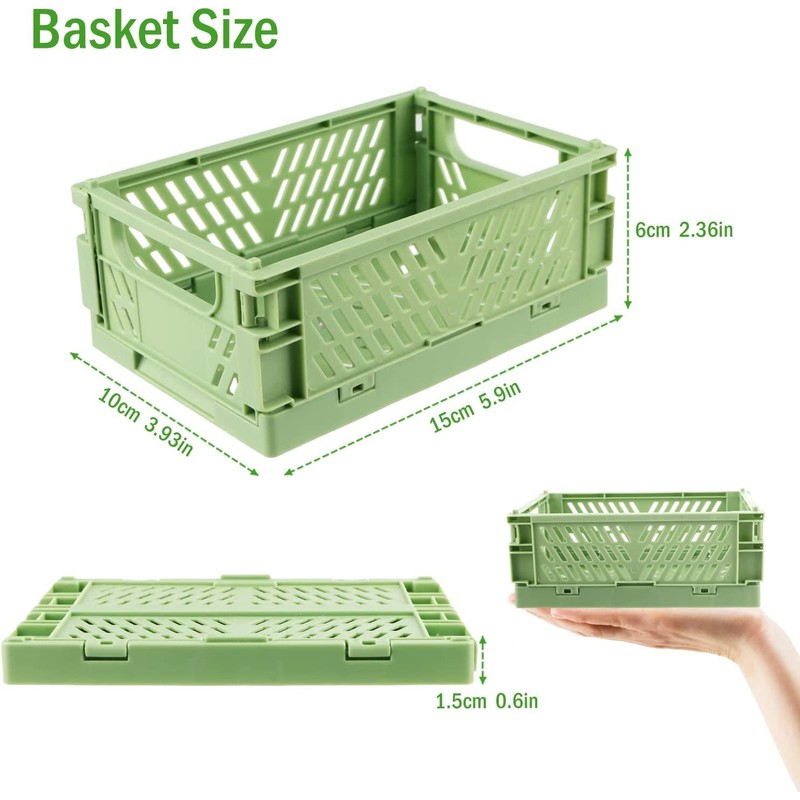 Plastic Folding Baskets - 4Pcs Mini Storage Crates for Desk,