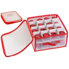 infactory Christmas Decoration Boxes: Storage Box for 32 Christmas Tree Baubles up to 6 cm, Carry Handles (Christmas Bauble Storage, Christmas Decoration Storage)