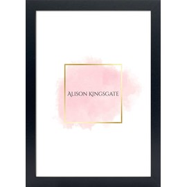 Alison Kingsgate Elegant Sleek Black 8x6 Inch Frame Size (20.32x15.24cm) Flat Classic Black 8x6 Picture Frame with Safe Perspex Front & Wall Hanging Hooks - British Handmade Décor Frames
