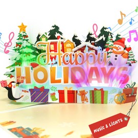 Christmas Card, Christmas Card with Music, Pop-Up Card Christmas with Christmas Tree for Children, Women, Men, Boys, Girls, Customers, Christmas Cards with Envelope (Happy Holiday)