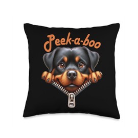 Funny - Peek-a-boo - Rottweiler Throw Pillow