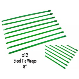 Unbranded 8" UNIVERSAL STAINLESS STEEL CABLES ZIP TIES X12 GREEN