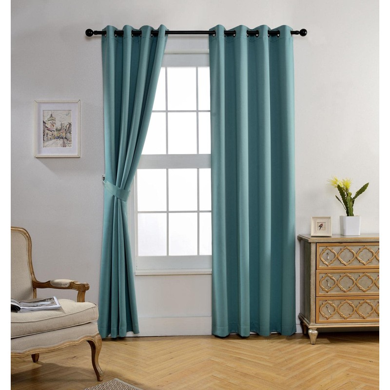 MIUCO 1 Pair Thermal Insulated Grommet 52-Inch-by-95-Inch Blackout Window Curtain