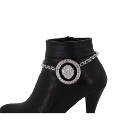 TrendyFashionJewelry Women Western Boot Chain Silver Metal Chain Bracelet Shoe Anklet Heel Lion Coin Charm Medallion