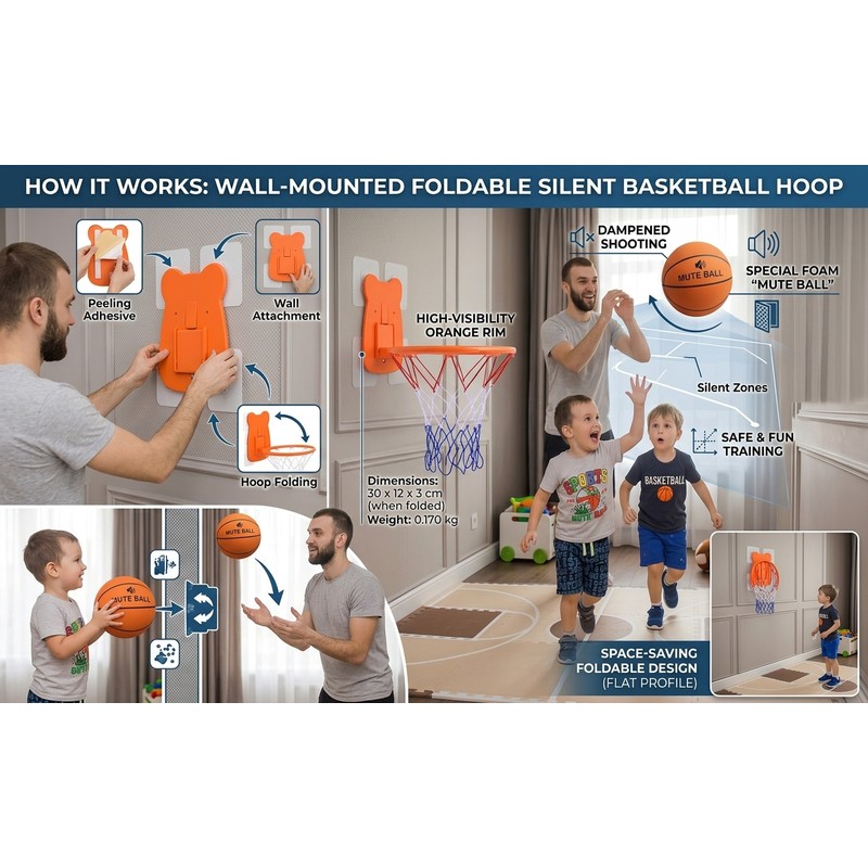Indoor Basketball Hoop for Kids’ Home Training – Wall Mounted