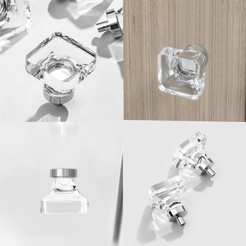 coolnews 8 Pack Crystal Cabinet Knobs, Crystal Drawer Knobs, Glass