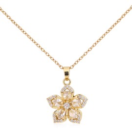 Flower Necklaces, Delicate Rotatable Crystal Bauhinia Flower Pendant Necklace Adjustable Anxiety Relief Fidget Jewelry for Women Retro Fashion Interesting Jewelry Accessories (White Diamond)