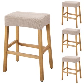 YISUN Stool Covers Rectangle - 4 Pack Stretch Waterproof Saddle Seat Cover Counter Bar Stools Covers Vanity Bar Chairs Covers Kitchen Island Chairs Cushion Protector