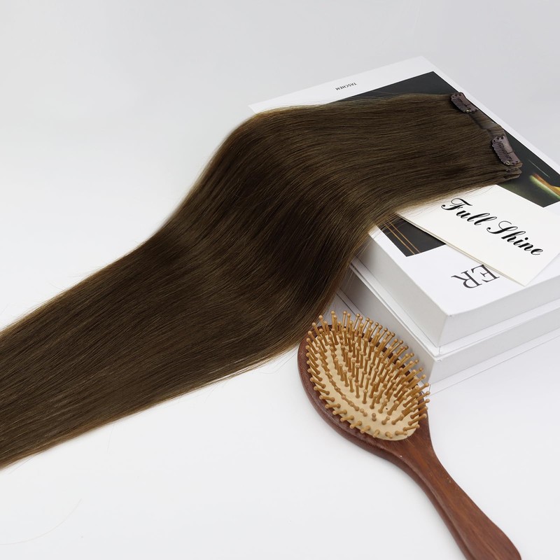 Full Shine Clip in Human Hair Extensions 18 Inch Breathable